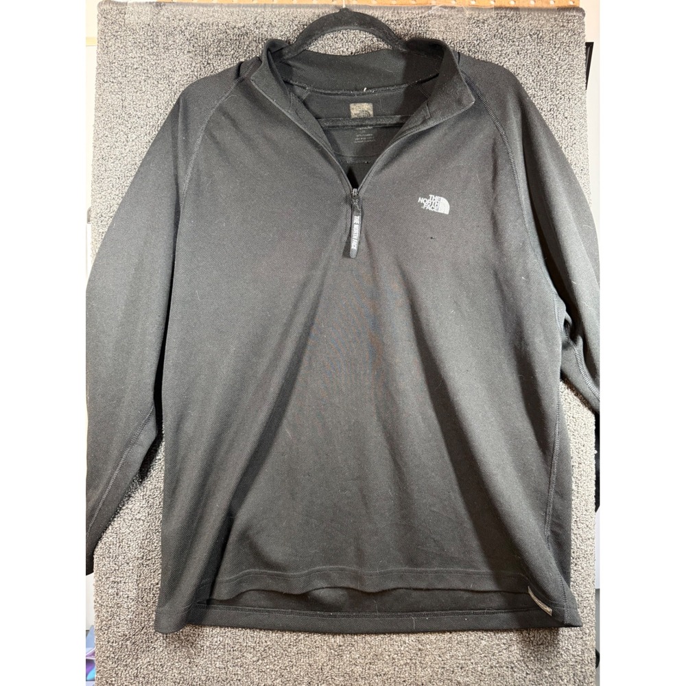 The North Face 1/4 Zip Pullover Mens Large Black VaporWick Active Long Sleeve